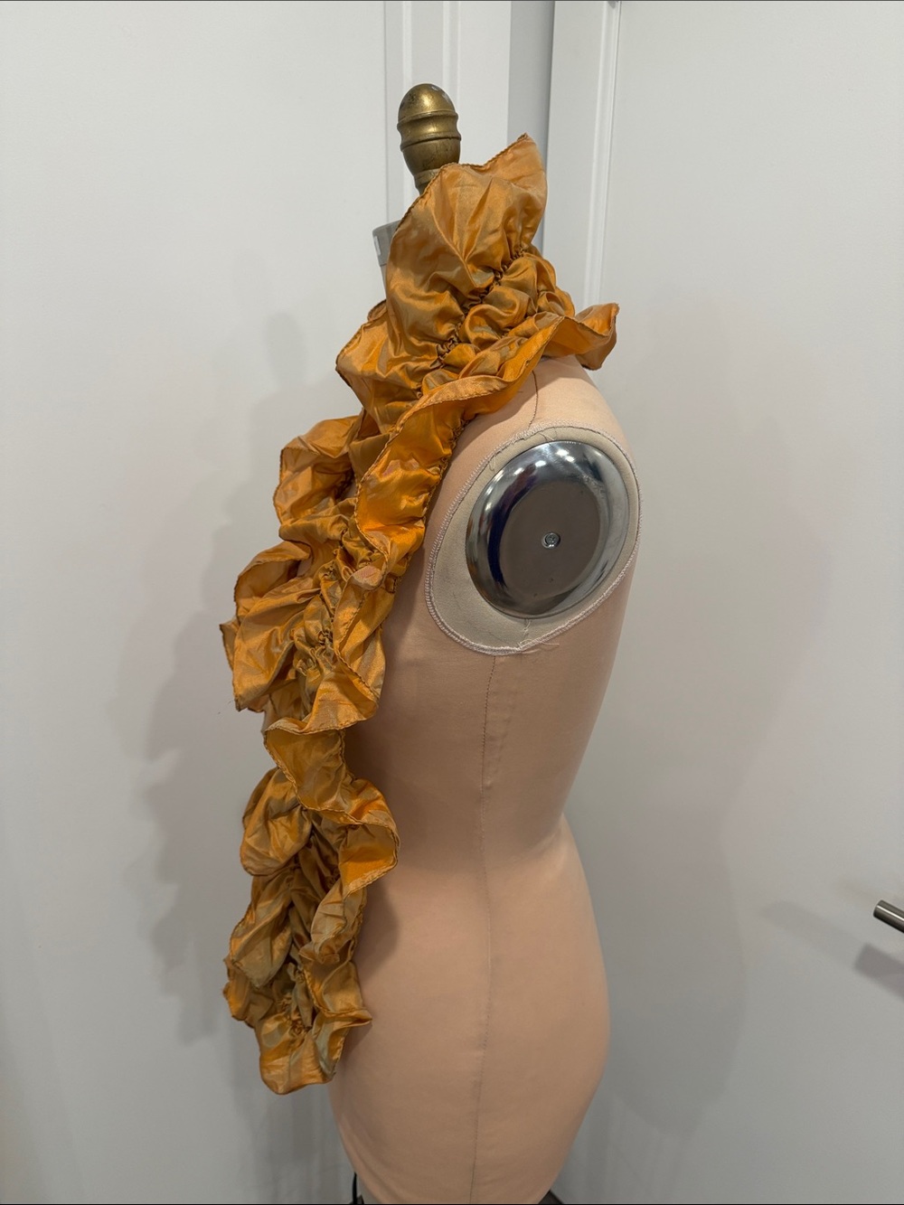Gold Ruffled Satin Scarf Wrap - Picture 2 of 2